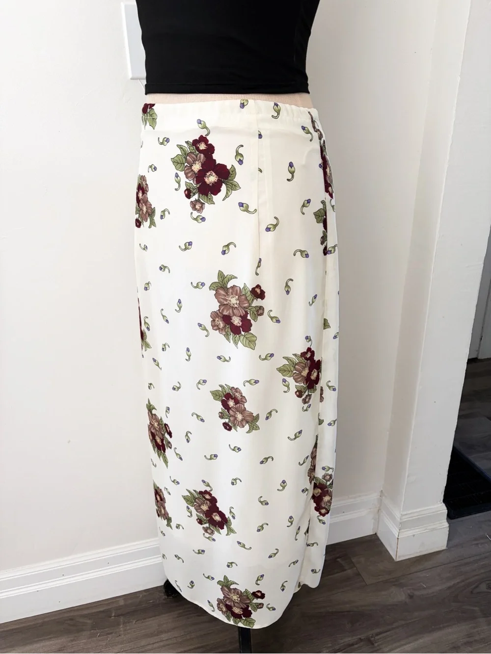 Vintage AGMIR Ivory Floral Maxi Skirt - Handcrafted in Poland - Size M (EU 40) - Picture 7 of 9
